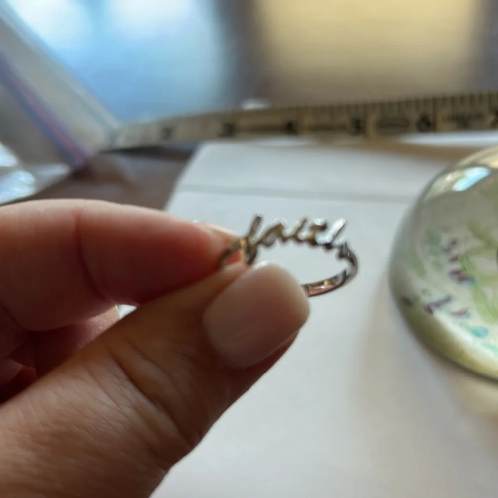 Lia‎ Sophia faith script  silver ring